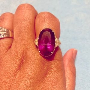 14k JUDITH RIPKA solid gold natural Amethyst and diamond ring